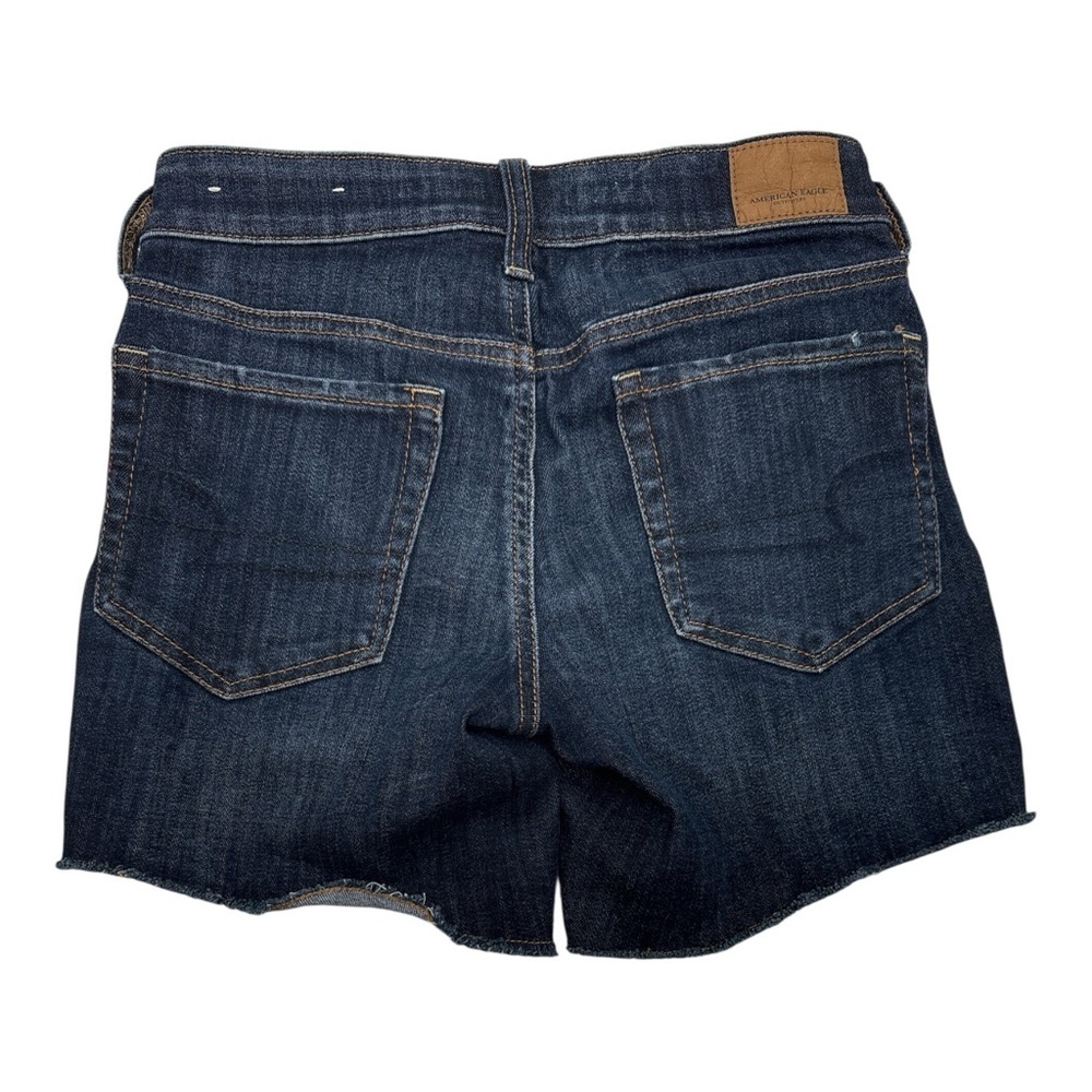 American Eagle Midi Next Level Stretch Dark Wash Jean Shorts - Picture 2 of 4